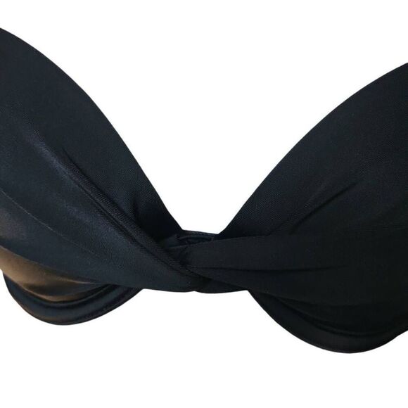 Aerie Women's Size 32C Black Twist Front Pushup Underwire Halter Bikini Top - Picture 2 of 7
